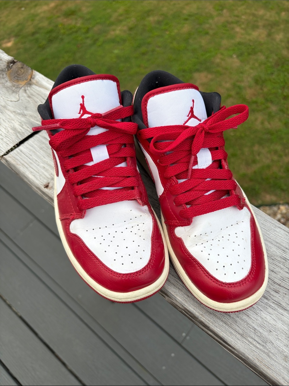 Nike Air Jordan Low Top Sneakers in White and Red